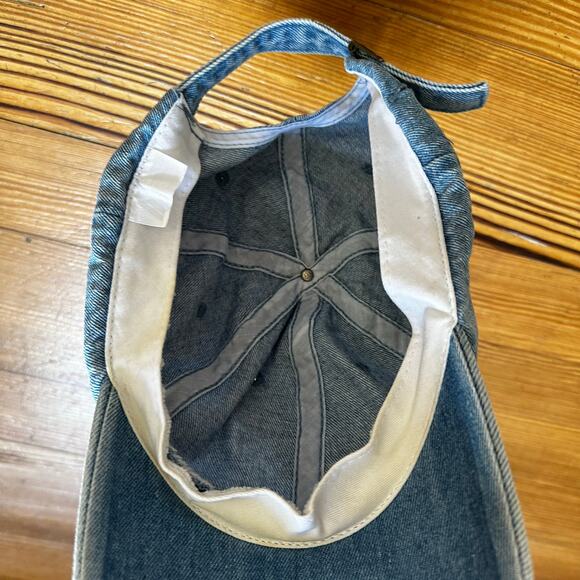 Denim jean adjustable martini drink patch baseball cap - Picture 2 of 4